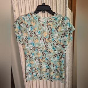 J. Jill Multicolor Leaf Print Blouse